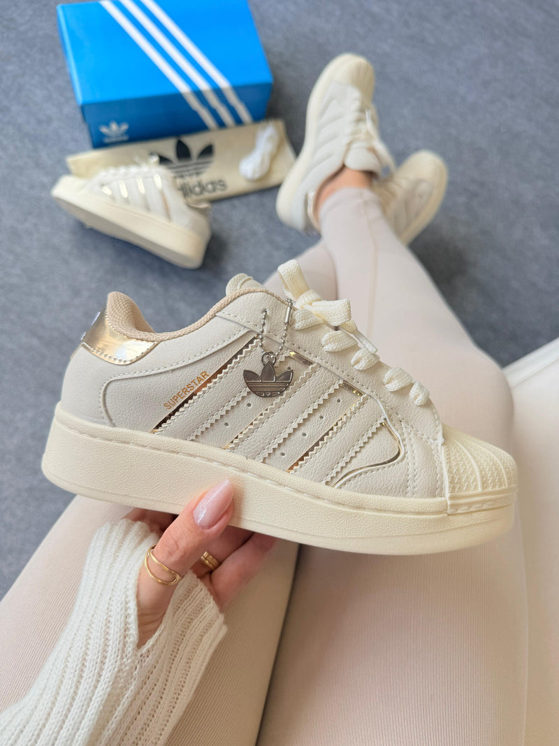 Adidas Superstar Plataforma x Off-White/Dourado